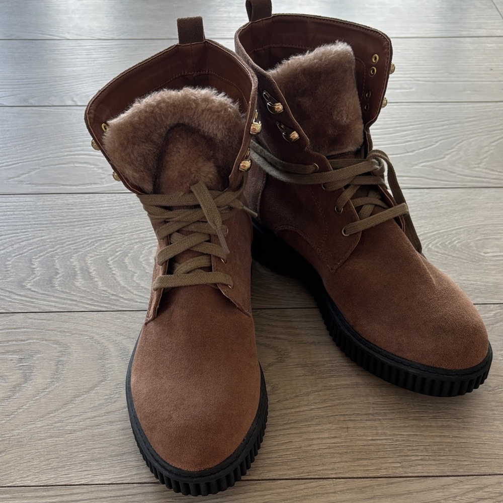 Le Chateau Chestnut Fur-Lined Boots
